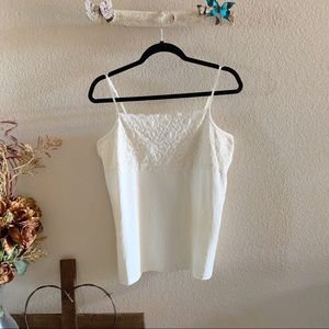 Boutique Essentials White Lace-Front Camisole